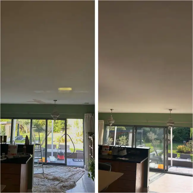 Ceiling water damage patching and full repaint Wirral