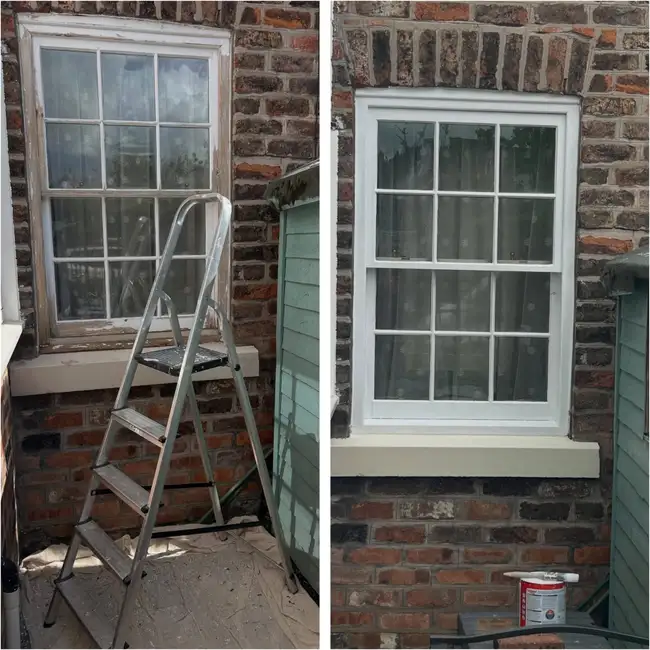 Exterior timber sash window restoration and painting Chester