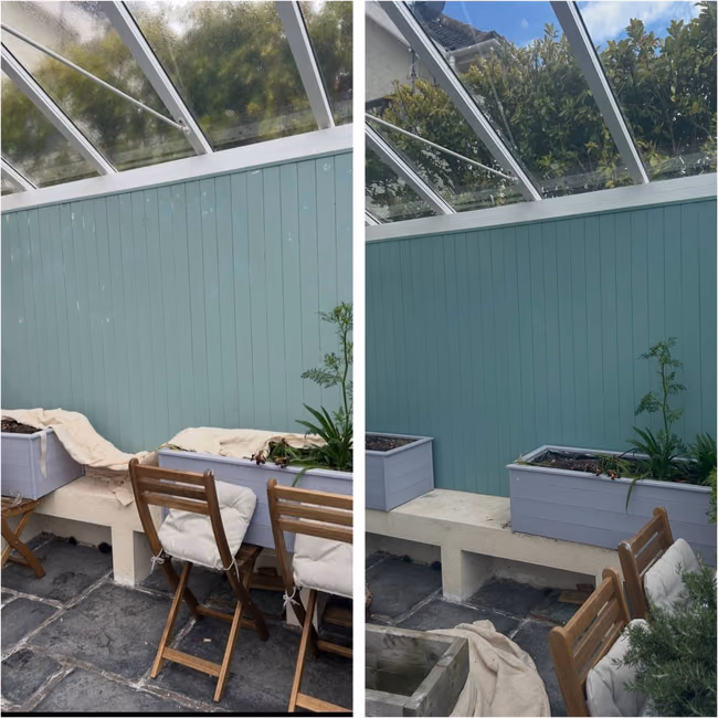 Sunroom tongue and groove wall panel painting Liverpool